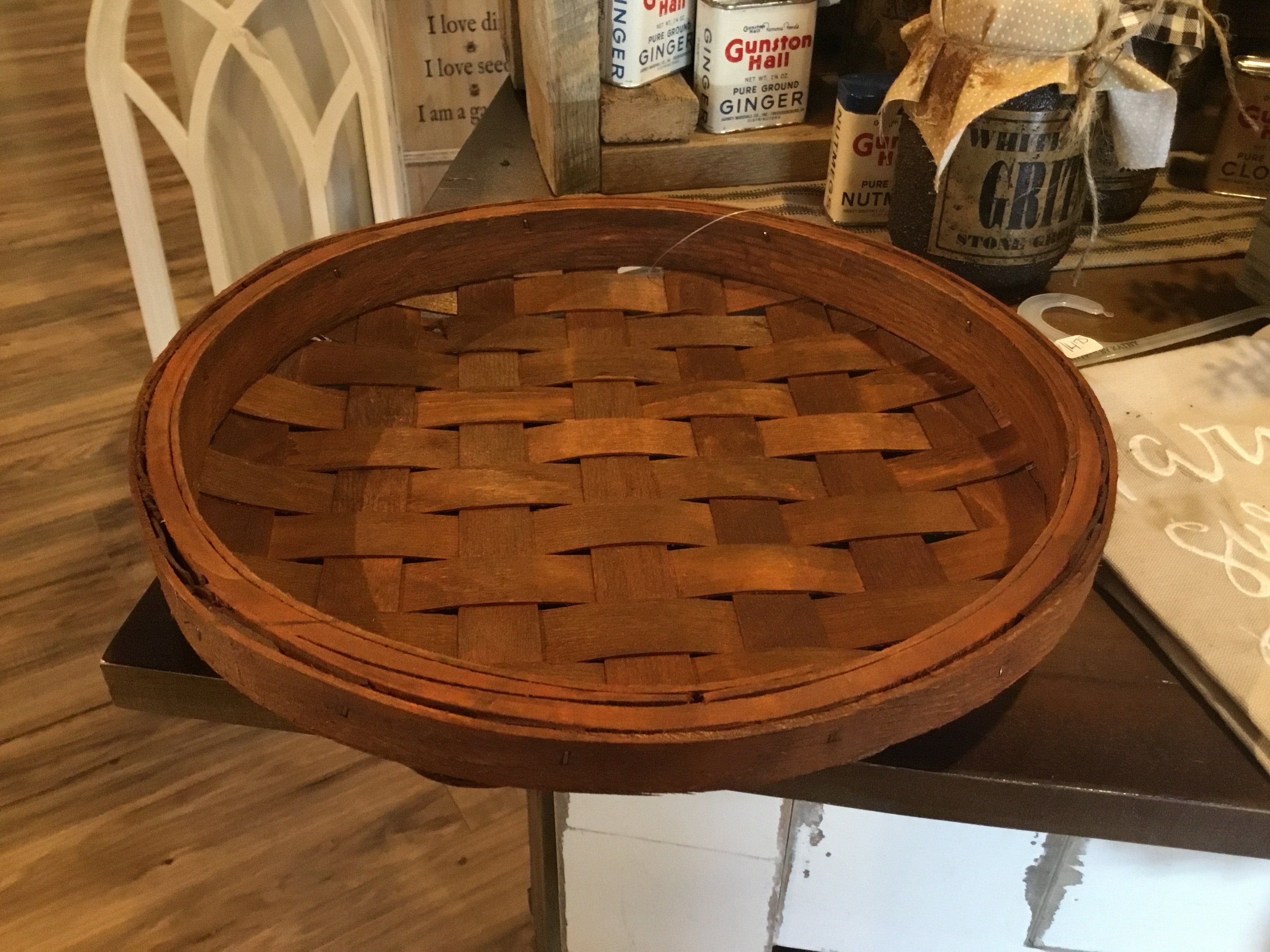 round tobacco basket Wicker Basket, 3 Sizes | 10" | 13" |17", Wicker Wall Baskets, Farmhouse Hanging Decor, Large Wall Basket, Decoration for Shelf style storage option Round Blue Tobacco Basket Set